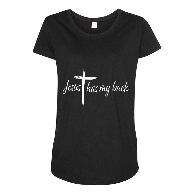 Cross Jesus Has My Back Christian Worshiper Religious Saying Maternity Scoop Neck T-shirt by cm-arts | Artistshot