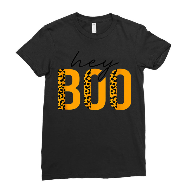 Hey Boo Funny Halloween Ghost Leopard Print Toddler Boy Girl Ladies Fitted T-Shirt by Posh | Artistshot