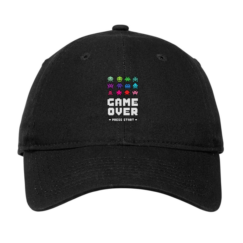 Game Over Press Start Arcade Player Retro Gamer Adjustable Cap by saterseim | Artistshot