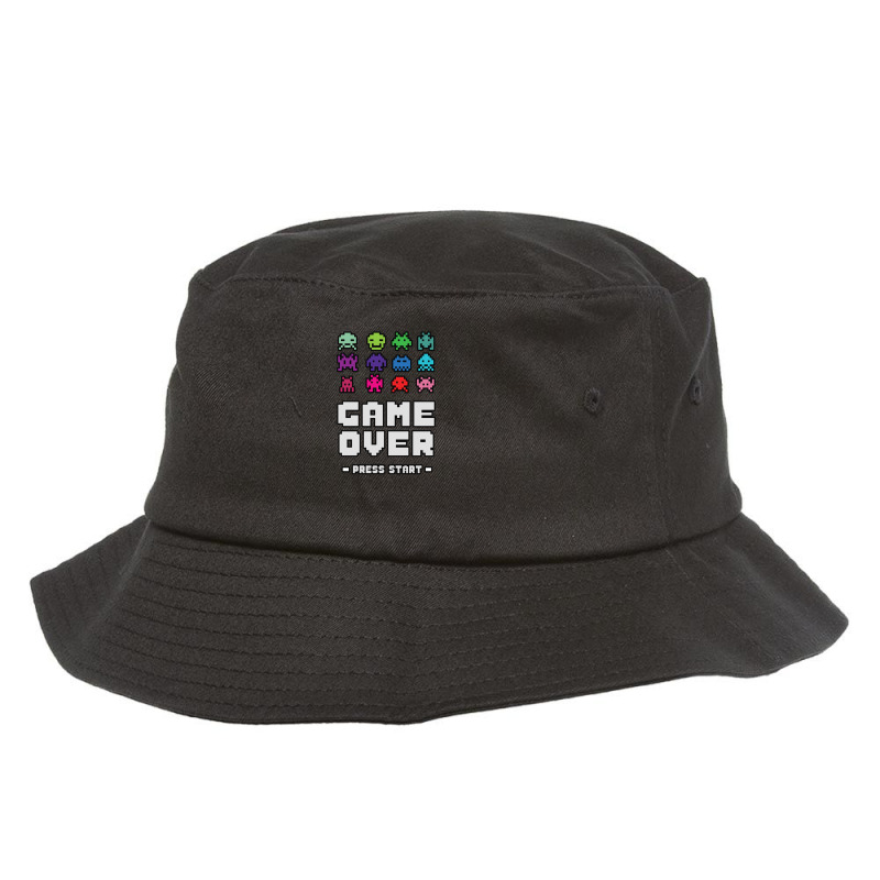 Game Over Press Start Arcade Player Retro Gamer Bucket Hat by saterseim | Artistshot