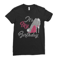 It's My Birthday Cursive Shoes Bling Rhinestone Ladies Fitted T-shirt | Artistshot