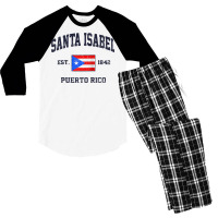 Santa Isabel Puerto Rico Vintage Boricua Flag Athletic Style Raglan Ba Men's 3/4 Sleeve Pajama Set | Artistshot