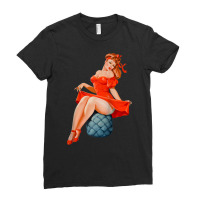 Retro Pin Up Girl Lingerie Red Dress Classic Sexy Pinup Girl Raglan Ba Ladies Fitted T-shirt | Artistshot