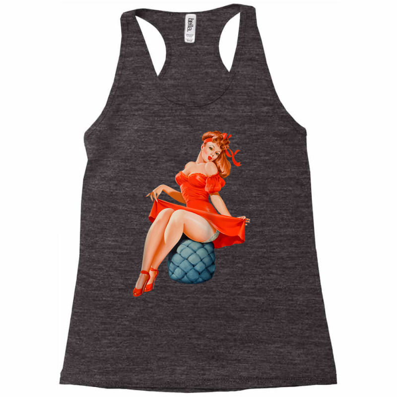 Retro Pin Up Girl Lingerie Red Dress Classic Sexy Pinup Girl Raglan Ba Racerback Tank by cm-arts | Artistshot