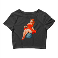 Retro Pin Up Girl Lingerie Red Dress Classic Sexy Pinup Girl Raglan Ba Crop Top | Artistshot