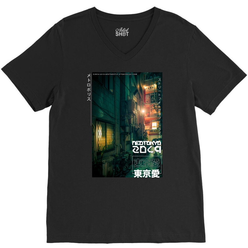 Dark City Green Vibe V-Neck Tee by femalesbaubles | Artistshot