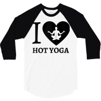 Teal I Love Hot Yoga Heart Sukhasana Raglan Baseball Tee 3/4 Sleeve Shirt | Artistshot