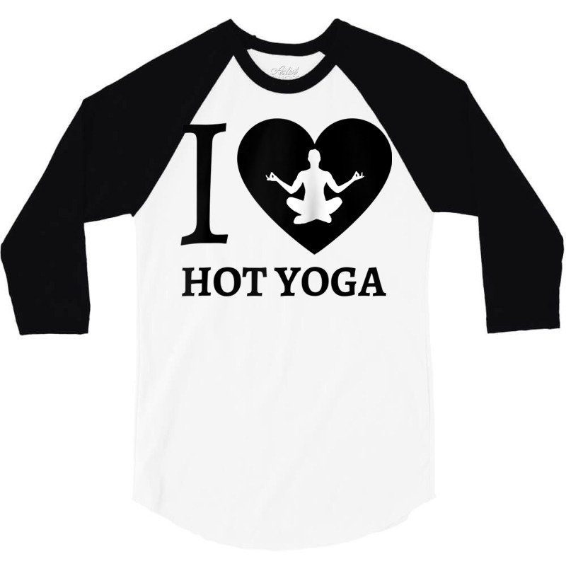 Teal I Love Hot Yoga Heart Sukhasana Raglan Baseball Tee 3/4 Sleeve Shirt by cm-arts | Artistshot