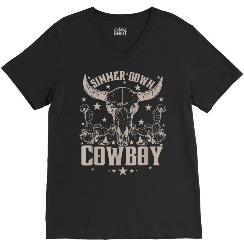 Simmer Down Cowboy Cowgirl V-neck Tee | Artistshot