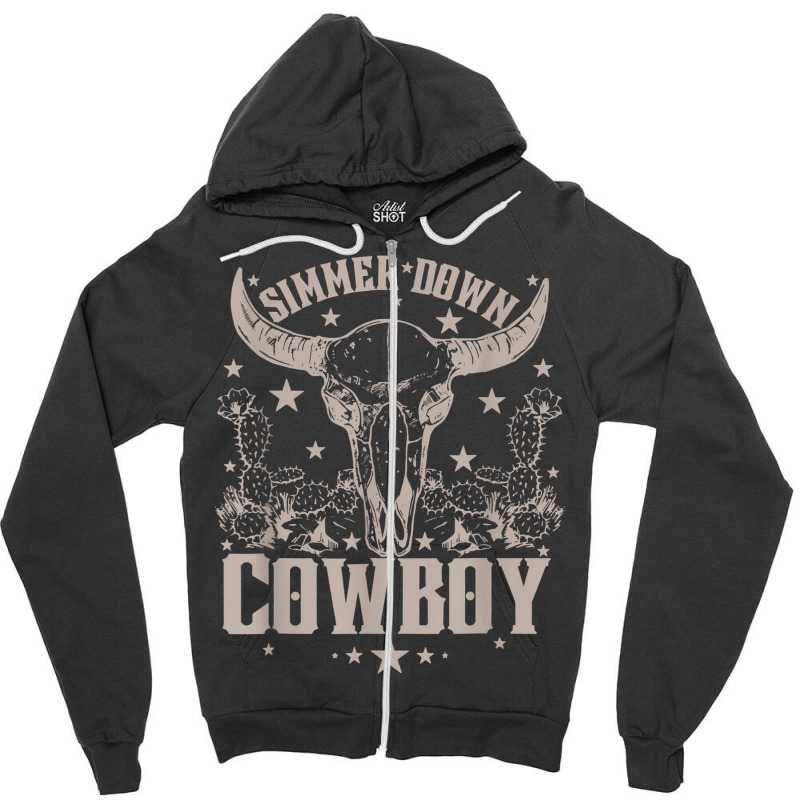 Simmer Down Cowboy Cowgirl Zipper Hoodie | Artistshot