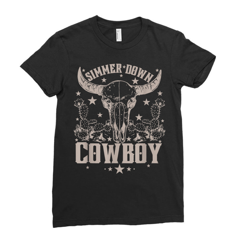 Simmer Down Cowboy Cowgirl Ladies Fitted T-shirt | Artistshot