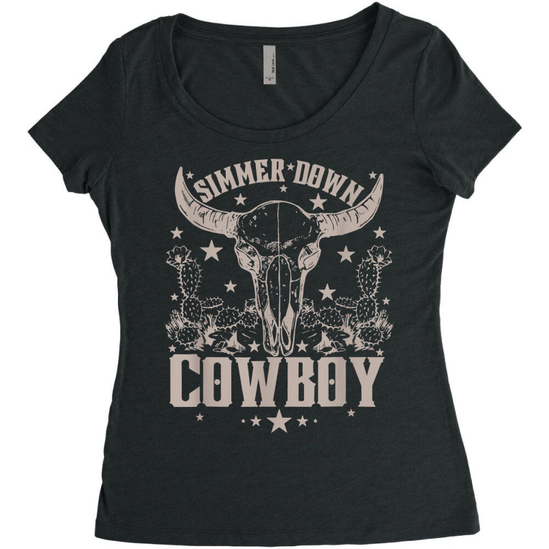 Simmer Down Cowboy Cowgirl Women's Triblend Scoop T-shirt | Artistshot