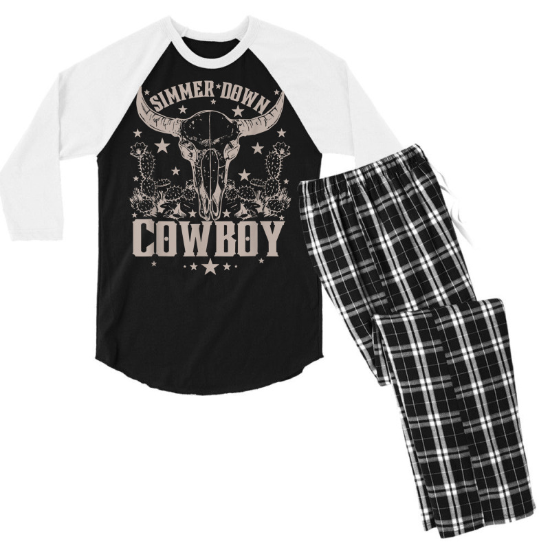 Simmer Down Cowboy Cowgirl Men's 3/4 Sleeve Pajama Set | Artistshot