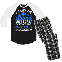 Paramedic Emt Can Sedate And Paralyze Stupid Funny Ems T Shirt Men's 3/4 Sleeve Pajama Set | Artistshot