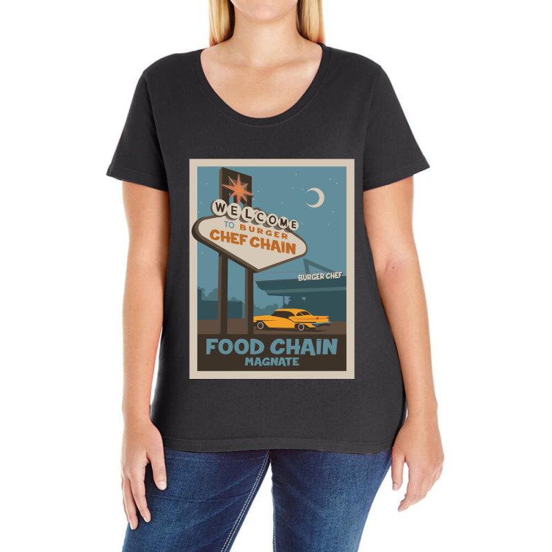 Food Chain Magnate Board Game Minimalist Travel Poster Style Gaming Ar Ladies Curvy T-Shirt by cm-arts | Artistshot