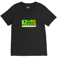 Retro Green Keyboard Synthesiser - Glitchy Mix V-neck Tee | Artistshot