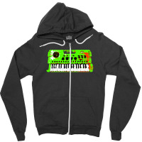 Retro Green Keyboard Synthesiser - Glitchy Mix Zipper Hoodie | Artistshot