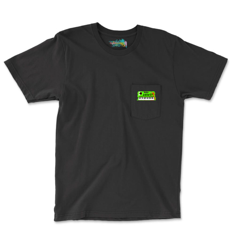 Retro Green Keyboard Synthesiser - Glitchy Mix Pocket T-shirt | Artistshot