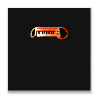 Retro Red Keyboard Synthesiser - Glitchy Mix Metal Print Square | Artistshot