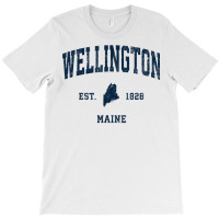 Wellington Maine Me Vintage Athletic Navy Sports Design T Shirt T-shirt | Artistshot