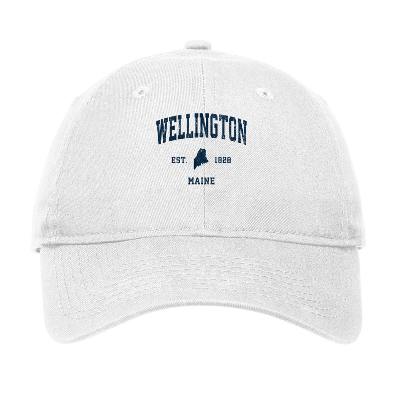 Wellington Maine Me Vintage Athletic Navy Sports Design T Shirt Adjustable Cap | Artistshot