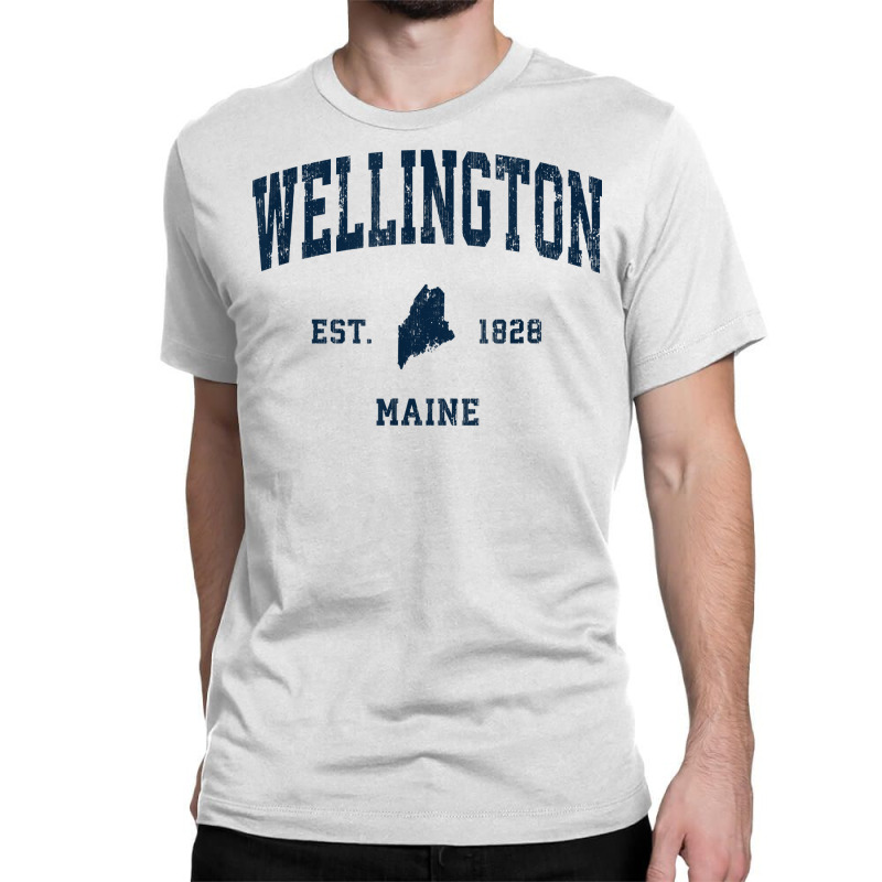 Wellington Maine Me Vintage Athletic Navy Sports Design T Shirt Classic T-shirt | Artistshot