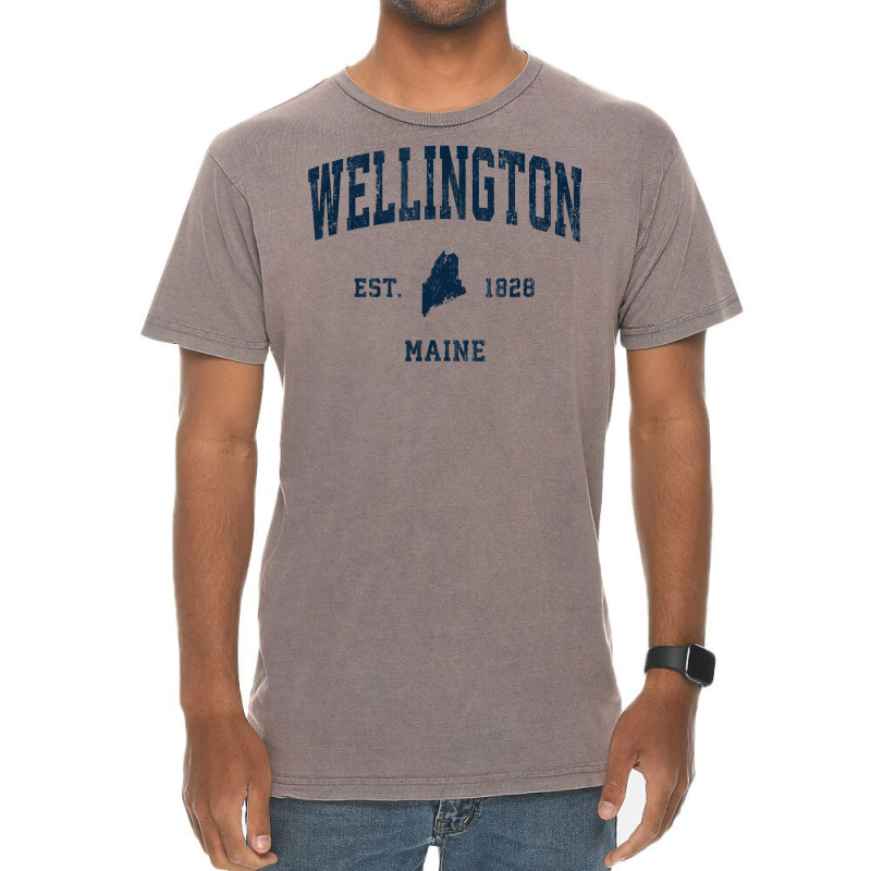 Wellington Maine Me Vintage Athletic Navy Sports Design T Shirt Vintage T-shirt | Artistshot