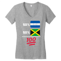 Honduran Plus Jamaican Heritage Mix Flag Premium T Shirt Women's V-neck T-shirt | Artistshot