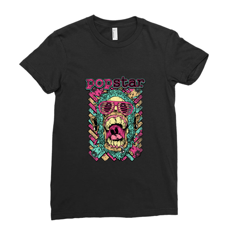 Rock Pop Star Gorilla. 1 Ladies Fitted T-Shirt by FrankJohnson | Artistshot