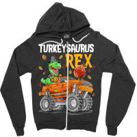 Thanksgiving Autumn Kid Boy Men Turkey Dinosaur Riding Truck Zipper Hoodie | Artistshot