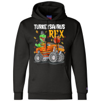 Thanksgiving Autumn Kid Boy Men Turkey Dinosaur Riding Truck Champion Hoodie | Artistshot