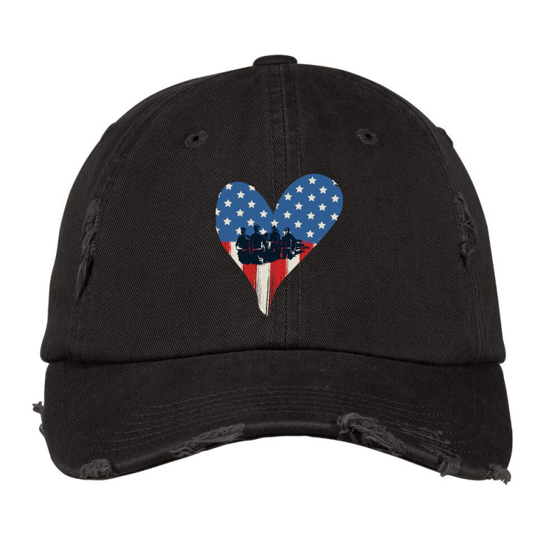 Us Flag Heart Memorial Day Vintage Cap by degreesgunner | Artistshot