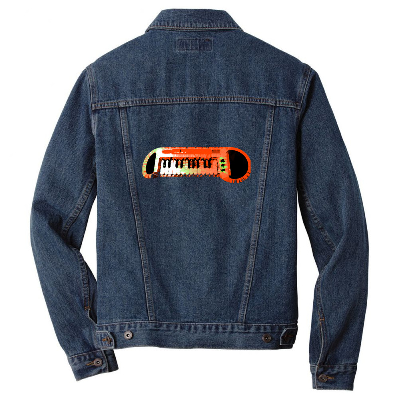 Retro Red Keyboard Synthesiser - Glitchy Mix Men Denim Jacket | Artistshot