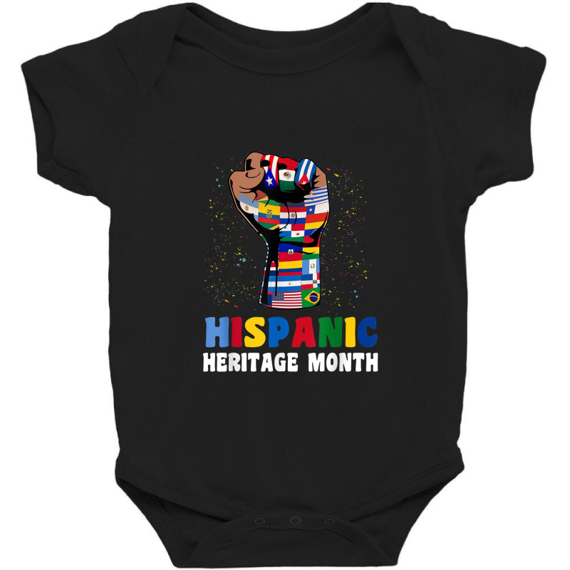 Hispanic Heritage Month Colorful Countries Flags Latinx Hand Baby Bodysuit by JaniceMarieFleener | Artistshot