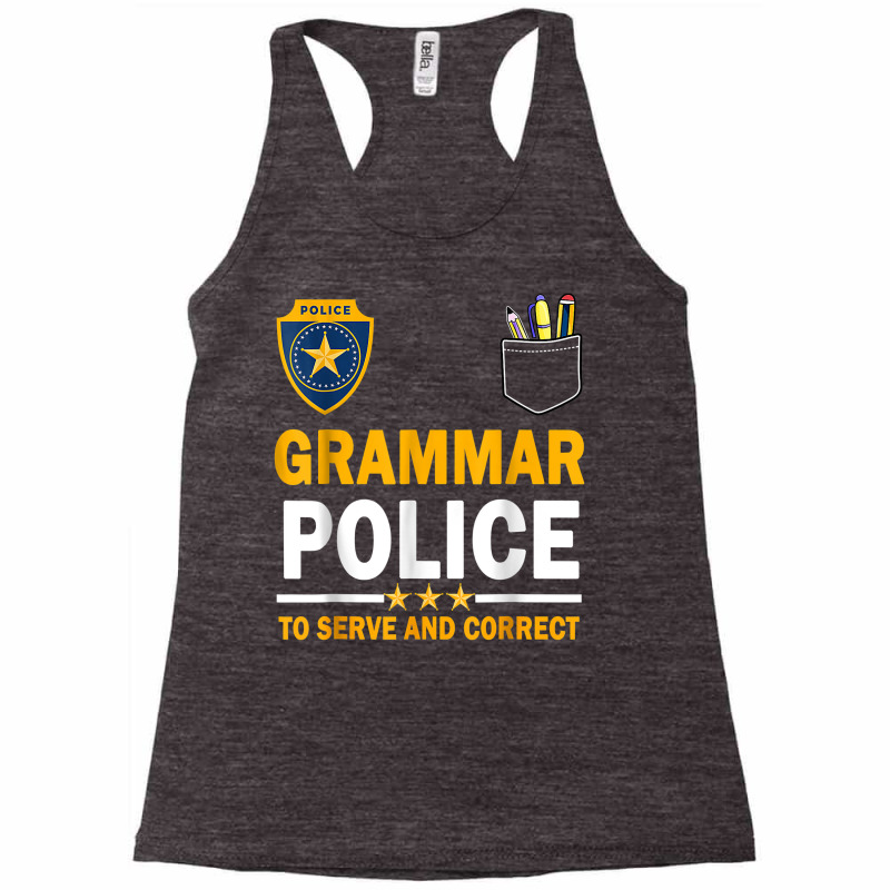 Funny English Teacher Grammar Police T Shirt Racerback Tank by cm-arts | Artistshot