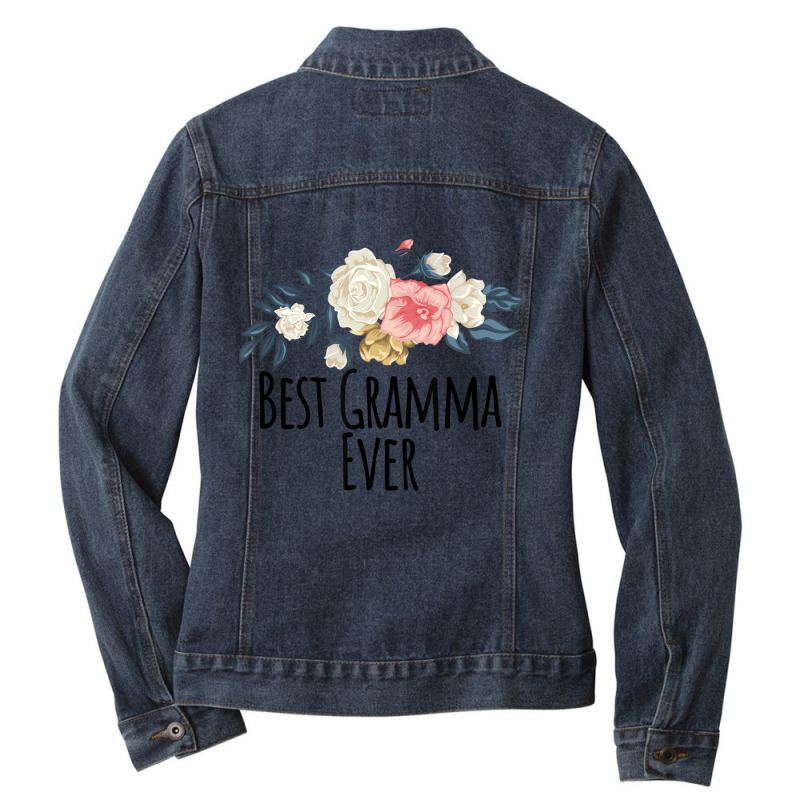 Floral Flowers Best Gramma Ever Saying Sarcasm Ladies Denim Jacket | Artistshot