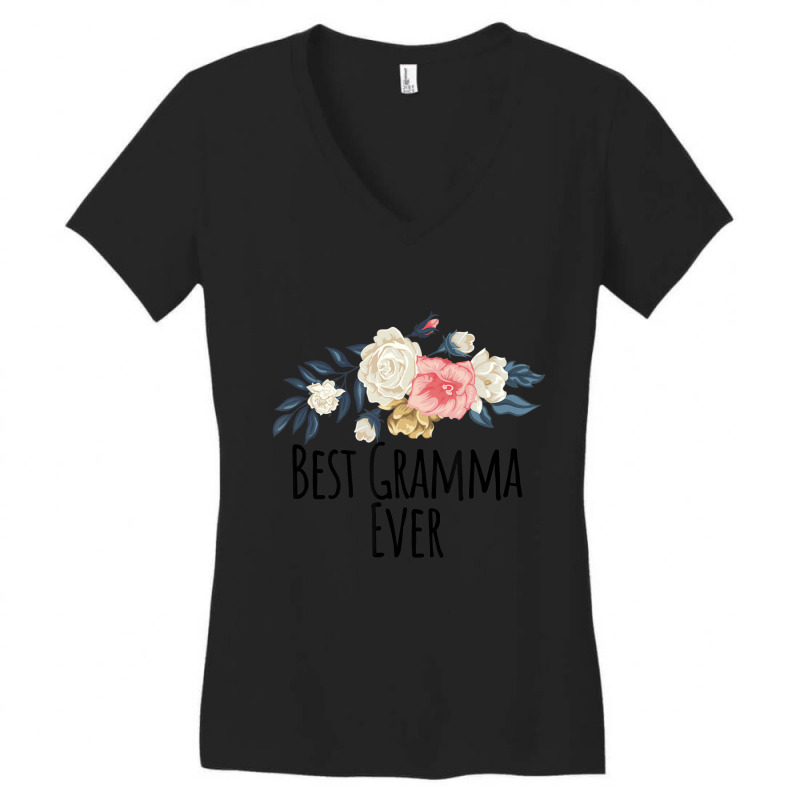 Floral Flowers Best Gramma Ever Saying Sarcasm Women's V-neck T-shirt | Artistshot