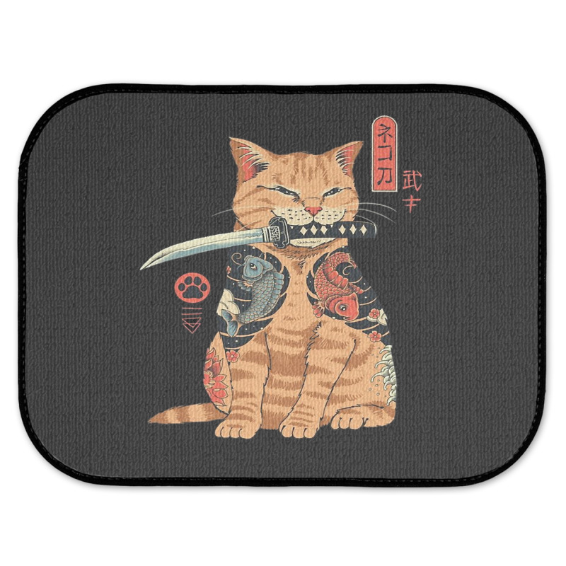 Japanese Samurai Ninja Cat Kawaii Tattoo Graphic Rear Car Mat | Artistshot