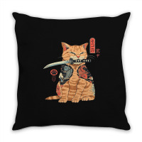 Japanese Samurai Ninja Cat Kawaii Tattoo Graphic Throw Pillow | Artistshot