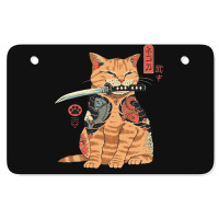 Japanese Samurai Ninja Cat Kawaii Tattoo Graphic Atv License Plate | Artistshot