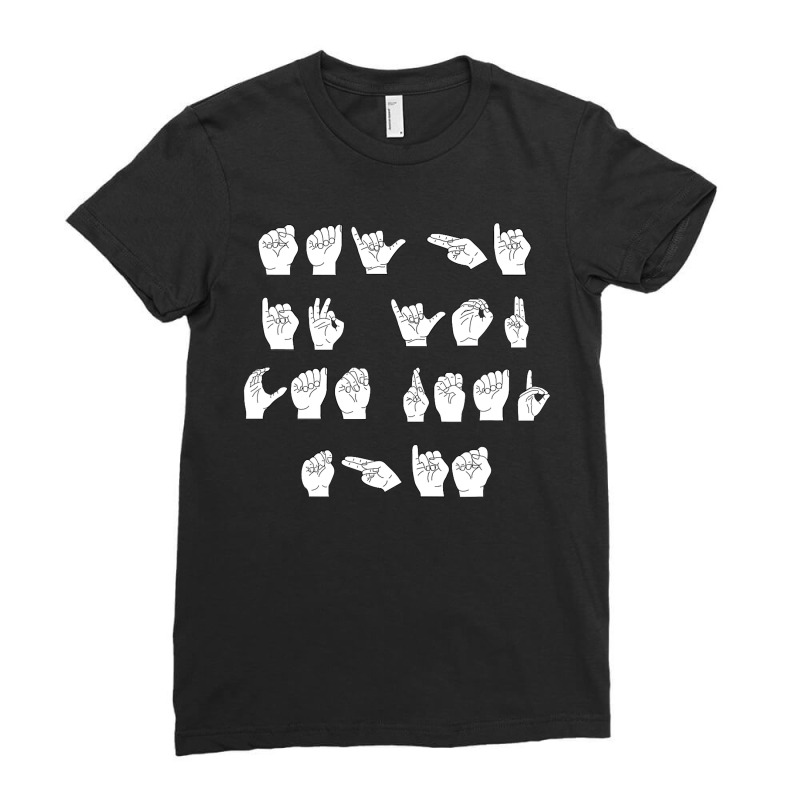 Asl American Sign Language Gift Says Say Hi If You Can Read Ladies Fitted T-Shirt by cm-arts | Artistshot