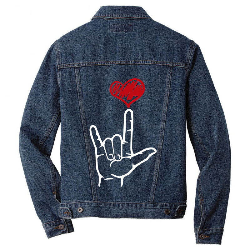 Asl I Love You Hand Heart American Sign Language Men Denim Jacket by cm-arts | Artistshot