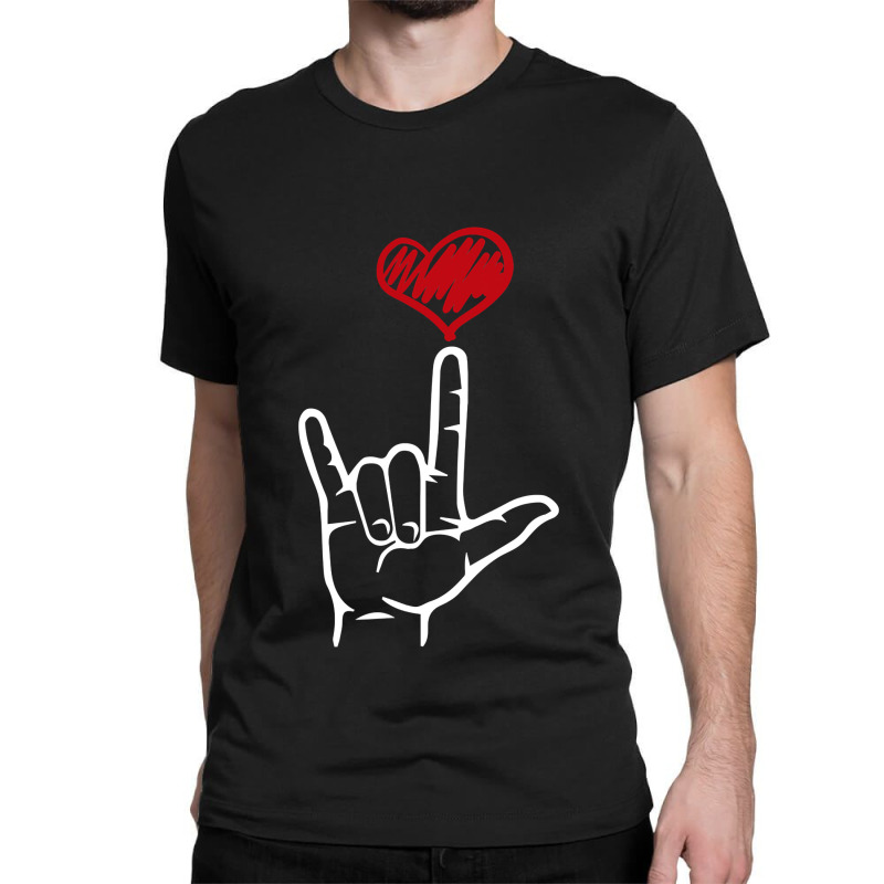 Asl I Love You Hand Heart American Sign Language Classic T-shirt by cm-arts | Artistshot