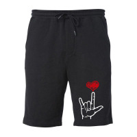 Asl I Love You Hand Heart American Sign Language Fleece Short | Artistshot