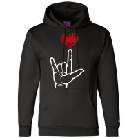 Asl I Love You Hand Heart American Sign Language Champion Hoodie | Artistshot