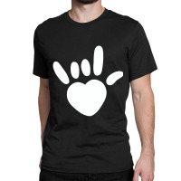 Asl Love Sign American Sign Language Deaf Awareness Heart Classic T-shirt | Artistshot