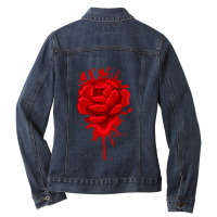 Melting Red Rose Petal Splat Cool Flower Plant Gardener Gift Ladies Denim Jacket | Artistshot