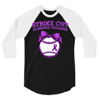 Strike Out Domestic Violence Awareness Baseball Tie Bow T Shirt 3/4 Sleeve Shirt | Artistshot