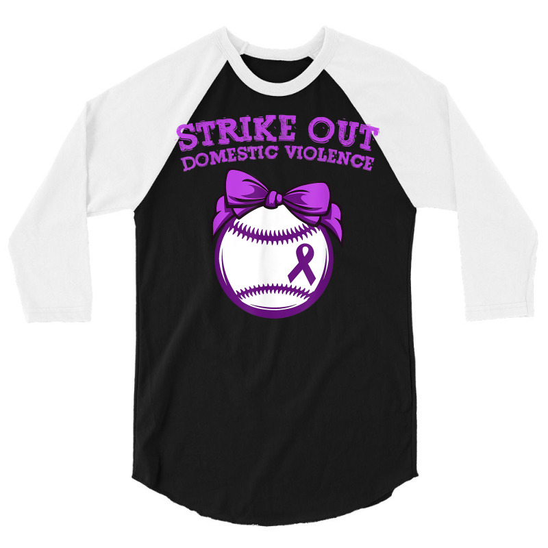 Strike Out Domestic Violence Awareness Baseball Tie Bow T Shirt 3/4 Sleeve Shirt by cm-arts | Artistshot