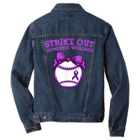 Strike Out Domestic Violence Awareness Baseball Tie Bow T Shirt Men Denim Jacket | Artistshot